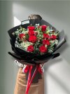 Red Roses with White Green Fillers